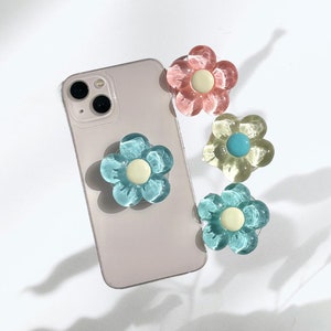 Cute Resin Flower Core Phone Grip, Phone Holder, Phone Stand, Cute Phone Grips, Kindle grip charm, Cute Phone Accessories, Adhesive Stick On