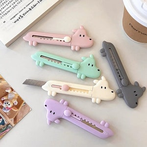 NEW IN Cute Puppy Animal Cartoon Kawaii, Box Cutter, Dog, Box Cutter Keychain, Gifts for Her, Craft knife, Tools, Journaling, Retractable