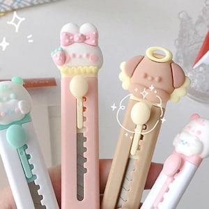 NEW IN Cute Animal Cartoon Kawaii, Box Cutter, Bear, Bunny, Box Cutter Keychain, Gifts for Her, Craft knife, Tools, Journaling, Retractable