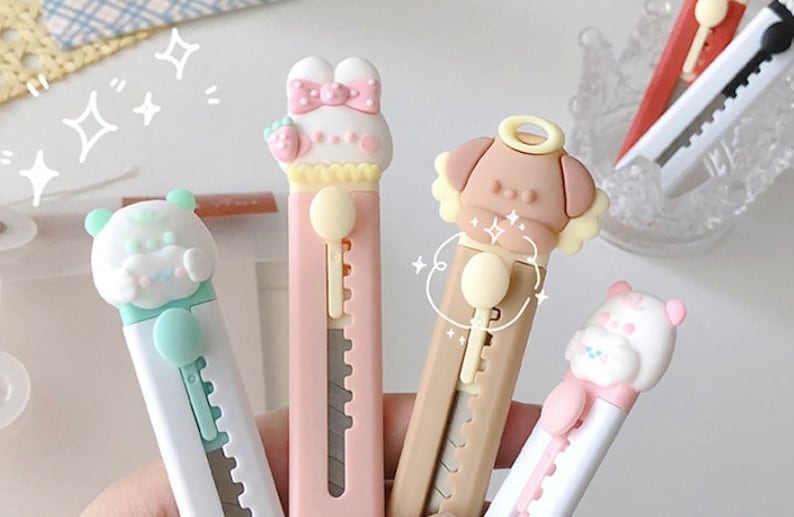 NEW IN Cute Animal Cartoon Kawaii, Box Cutter, Bear, Bunny, Box Cutter ...
