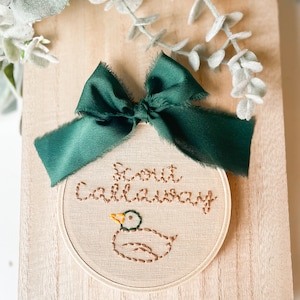 Hand embroidered duck keepsake