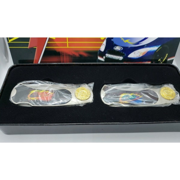 Nascar Dale Earnhardt #3 and Jr #8 Novelty Pocket Knives in Tin Collectors Box