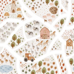 Toile de coton premium | Carte de la petite ferme | AP469471414029156