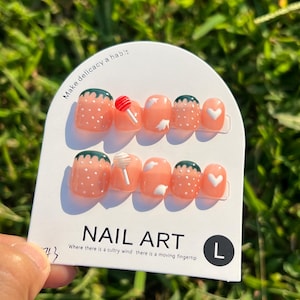 Pinky Summer Fruity Lollipop press on nails| Cute Press on | kawaii short nails | nail set |princess nails |Gel Nails| Press on nails short