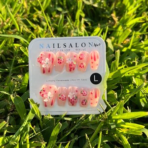 Pinky Fruity cute press on nails,3D strawberry press on nails, y2k nails press on, fake nails,nails art, false nails, princess nails
