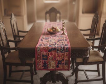 Jaipur Patchwork Table Runner | Vintage Kutch Embroidered Textile