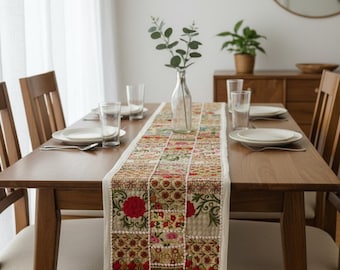 Patchwork Table Runner, 60x15 inches Bohemian Dining Decor
