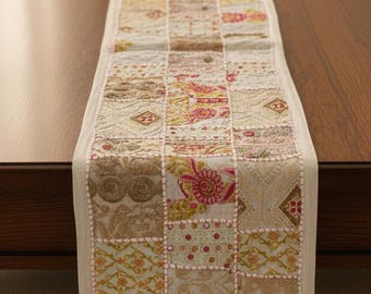 Handmade Table Runner 60x15 inches Patchwork Indian Table Linens Christmas Dining Decor