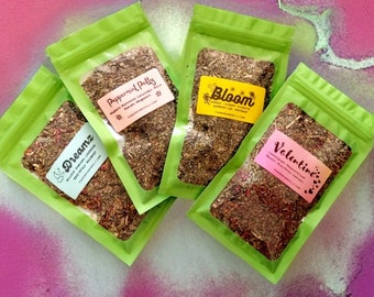 Pre-ground Sample Bundle- 4 blends- 6g each- Organic herbs- Herbal Blends