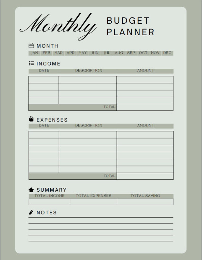 2024 Budget Planner Etsy