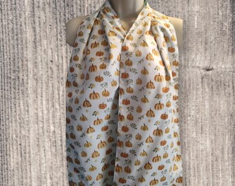 Adult Bib Pumpkins Scarf Dining Scarves, Clothing Protectors . Reversible, Woman, easy on Magnetic Snap, Loop , Washable , Reusable  Eating