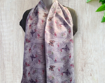 Butterflies Dining Scarves, Clothing Protectors Adult Bib Scarf. Reversible Woman, Easy on with Magnetic Snap, Washable, Reusable for Eating