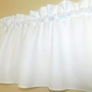 Solid White, Valance Curtain, bright pure white color, Window treatment. Window Decor. Kitchen, classroom, kids beautiful, wide 58". Ready