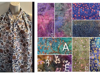 Adult Bib Scarf chose print, Dining Scarves, Clothing Protectors . Reversible, Woman, men easy on front Snap,  Washable, Reusable for Eating