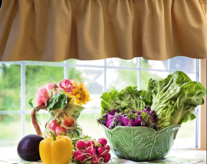 Solid Saffron Yellow Valance Curtain, Window Treatment. Window Decor