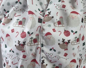 Santa Christmas Adult Bib Scarf Dining Scarves, Clothing Protectors . Reversible, unisex, easy on Magnetic Snap, Washable , Reusable/ Eating