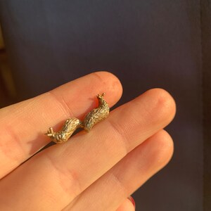 Sister Slug Earrings, Bronze, Handcarved, Slug Studs. image 3