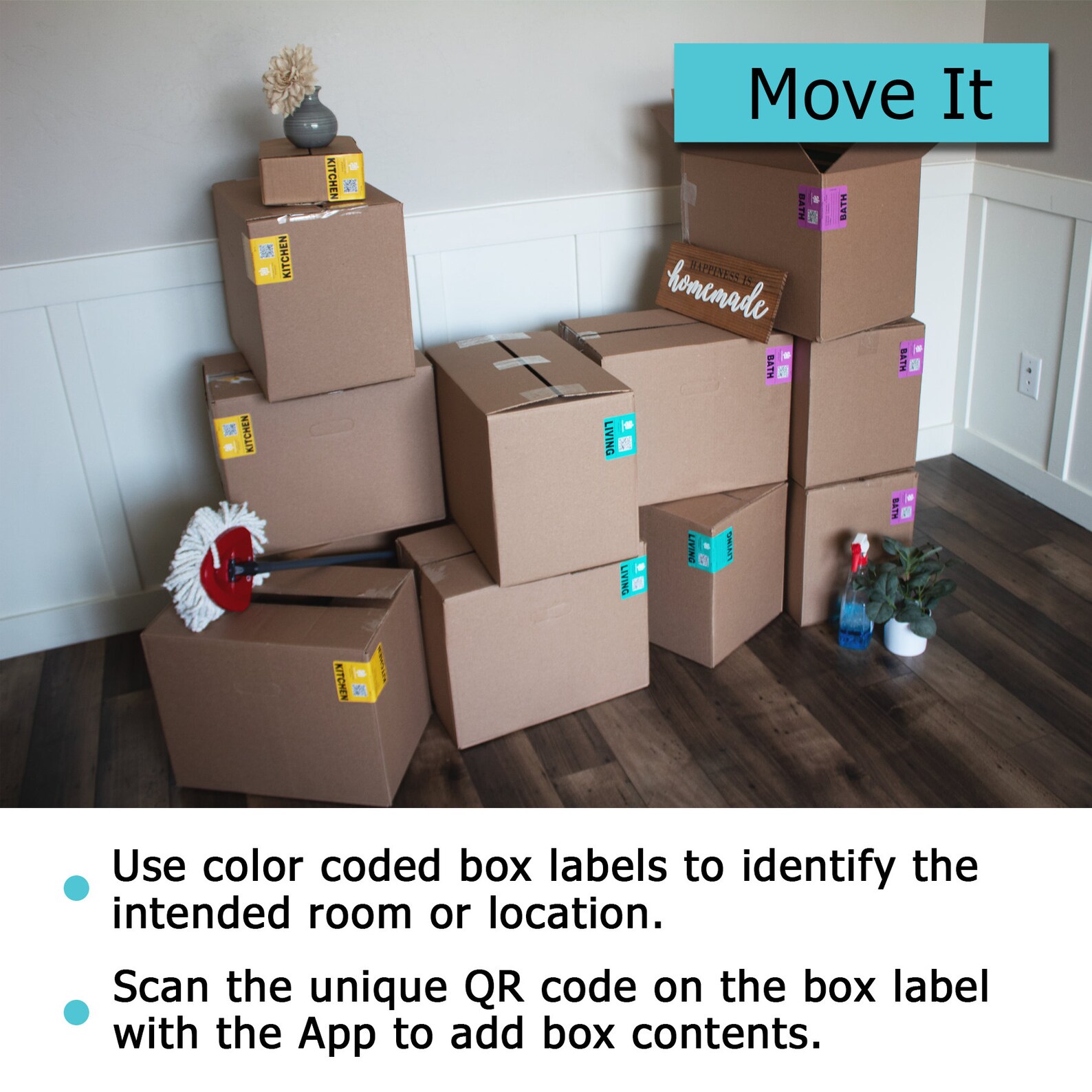 QR Coded Custom Moving Stickers, Moving Labels, Packing Stickers