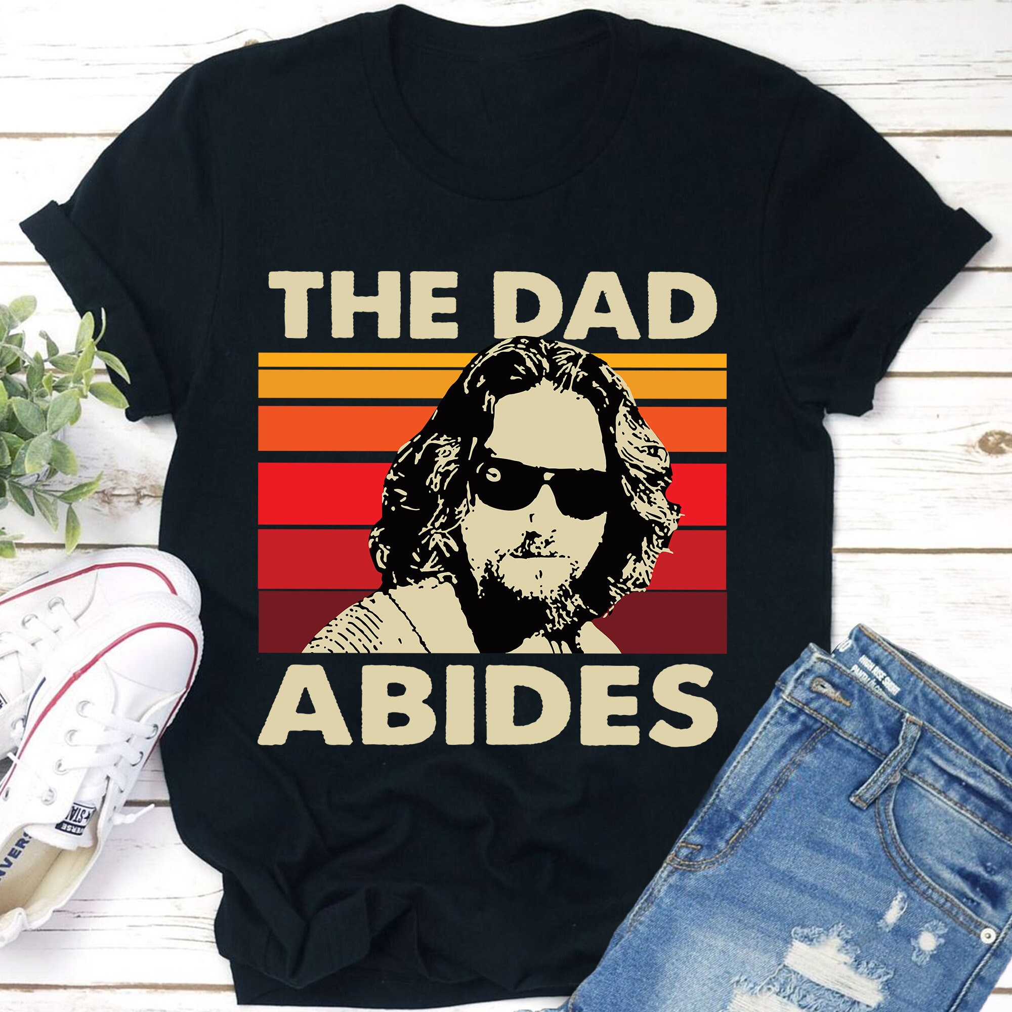 The Dad Abides 90s Vintage Retro Movie T Shirt, The Dude The Big