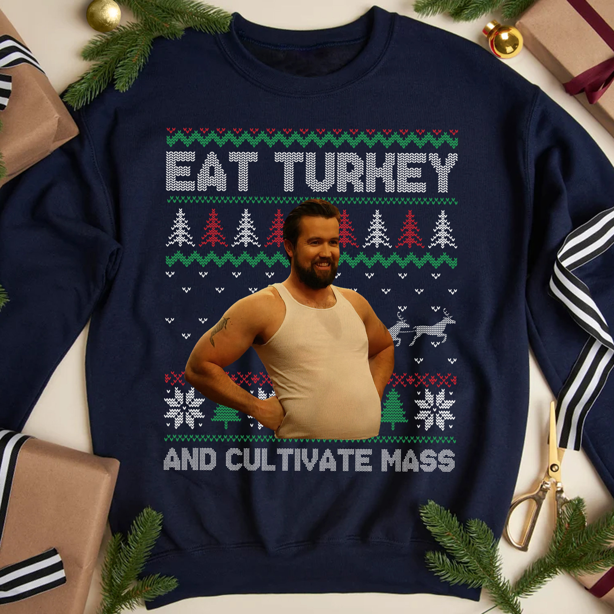 Discover Eat Turkey And Cultivate Mass Ugly Christmas Sweatshirt, Mac It's Always Sunny In Philadelphia Sweatshirt, Christmas Sweatshirt Long Sleeves LK587