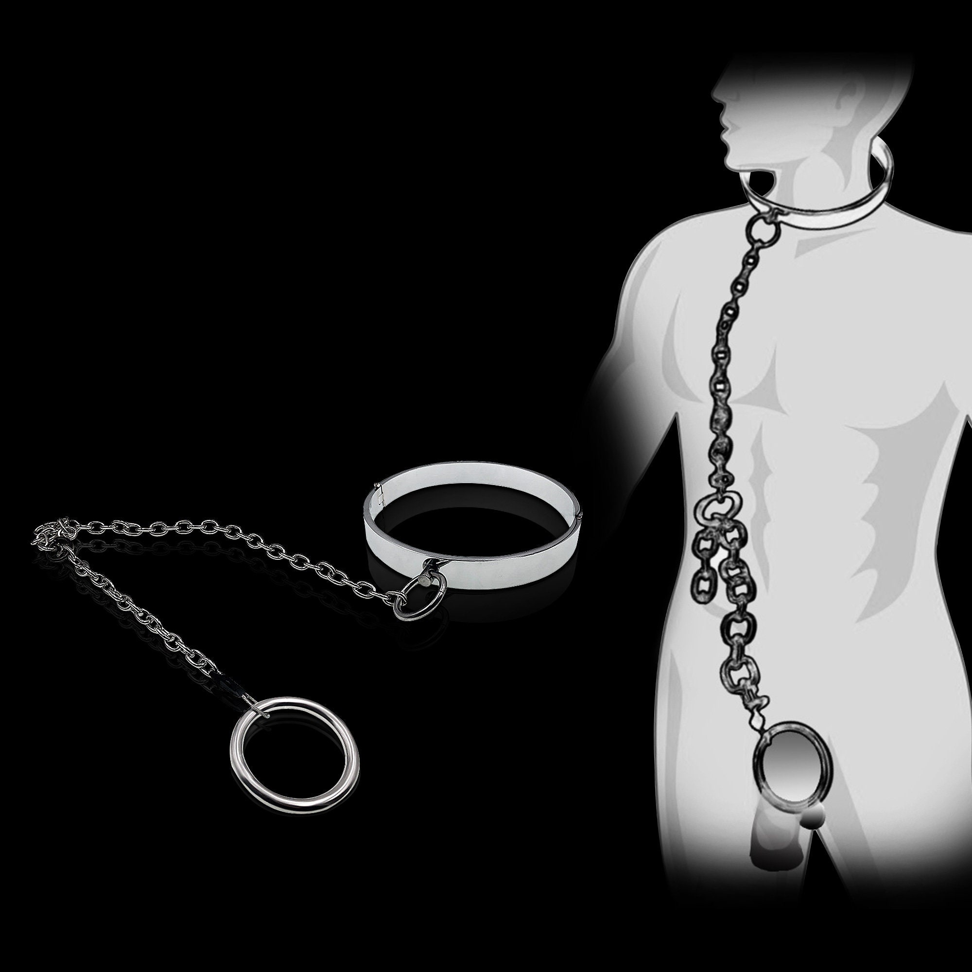 Cock Ring Sexual Torture Cbt Bdsm Penis Toys Metal Collar image