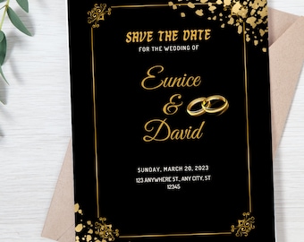 Elegante Hochzeitseinladungs-Vorlage | Modern, bearbeitbar einladen