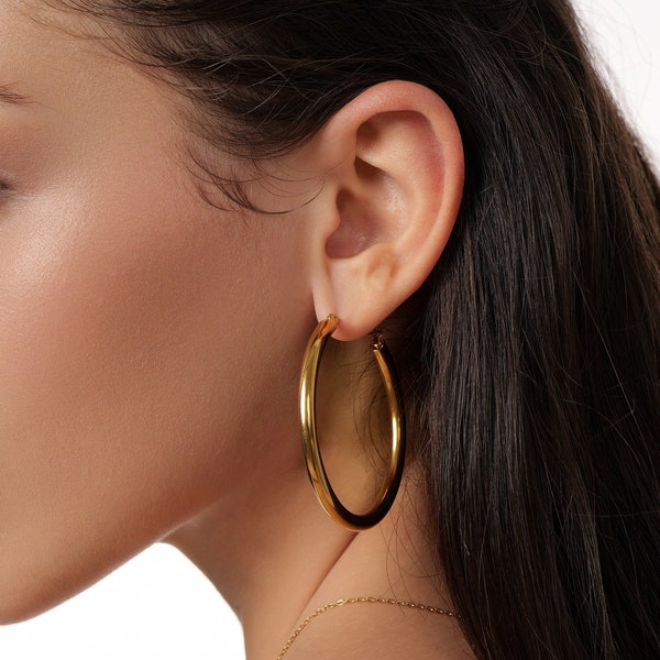 Large Gold Hoop Earrings Etsy UK