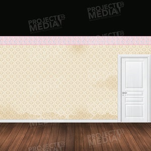 Old Fashioned / style bed Room Stage Backdrop in Digital Format for projection onto theatre stage often used in Matilda among others