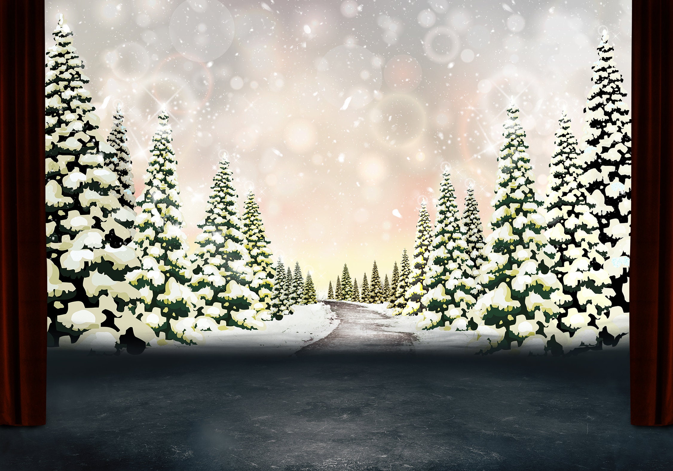 Toile De Fond Photo Neige Et Forêt 6x3m - Décoration Noël, Arrière-plan Studio, Bannière Vinyle - 11