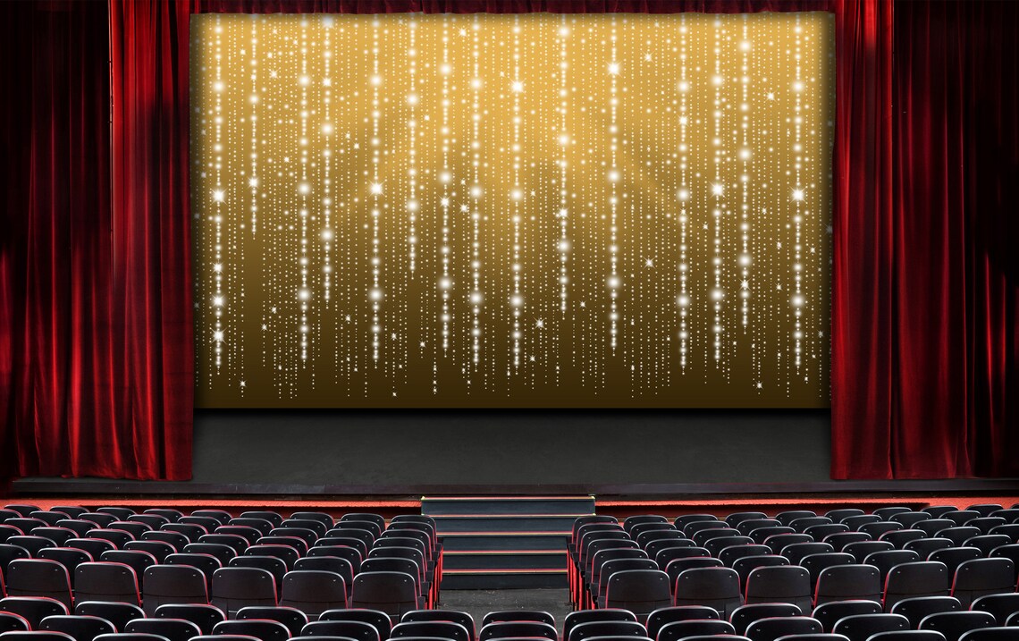 Sparkling Curtain Style Golden Backdrop in Digital Format for ...