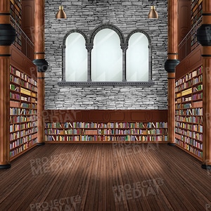 Grand Library / Study Hall Stage Backdrop in Digital Format for projection onto theatre stage often used in Matilda among others
