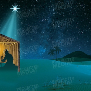 Christmas Jesus in Manger Stage Backdrop in Digital Format for projection onto stage Nativity Play 2