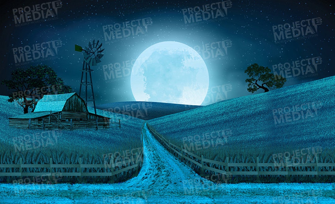 Crop Fields at Night Stage Backdrop in Digital Format for Projection ...
