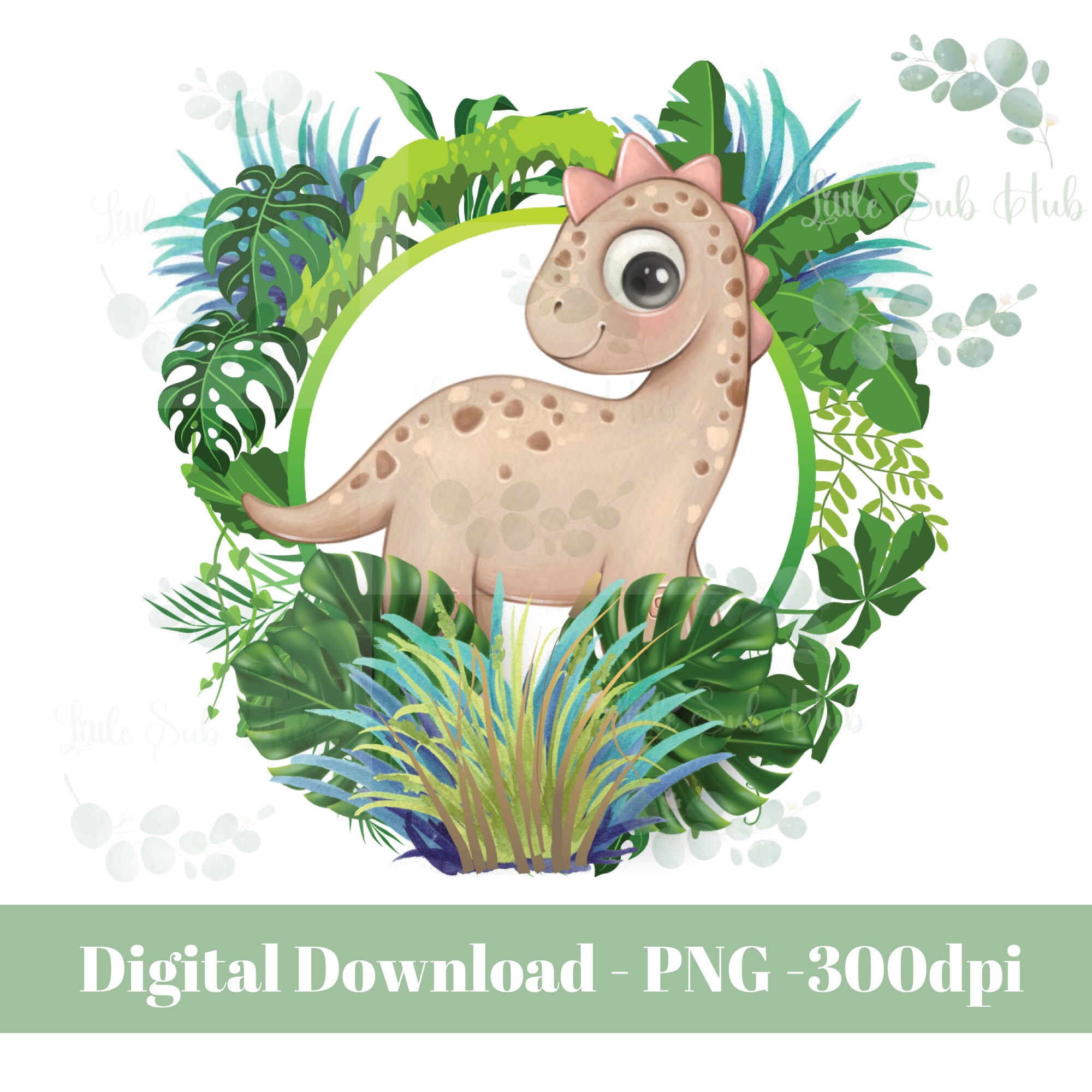 Baby Dinosaur Leaf Frame Sublimation Design/birthday Dinosaur Clipart ...
