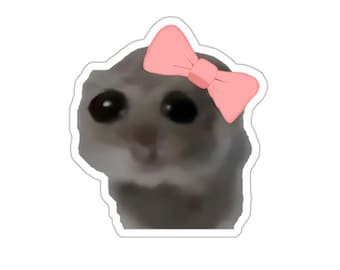 Whimsical Pink Bow Hamster Sticker - Cute Hamster with Pink Bow Collection - Sweet Hamster with Bow - Playful Pink Bow Hamster Sticker Pack