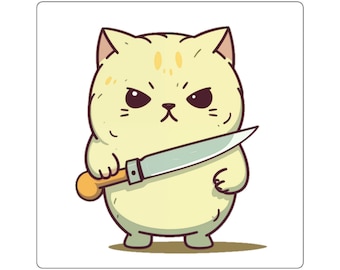 Cat Holding Huge Knife Sticker