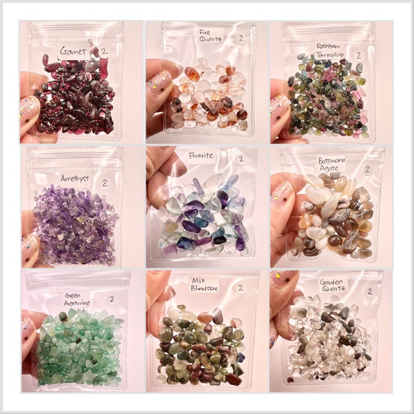 Crystal chips and pebbles bags (2 dollars)