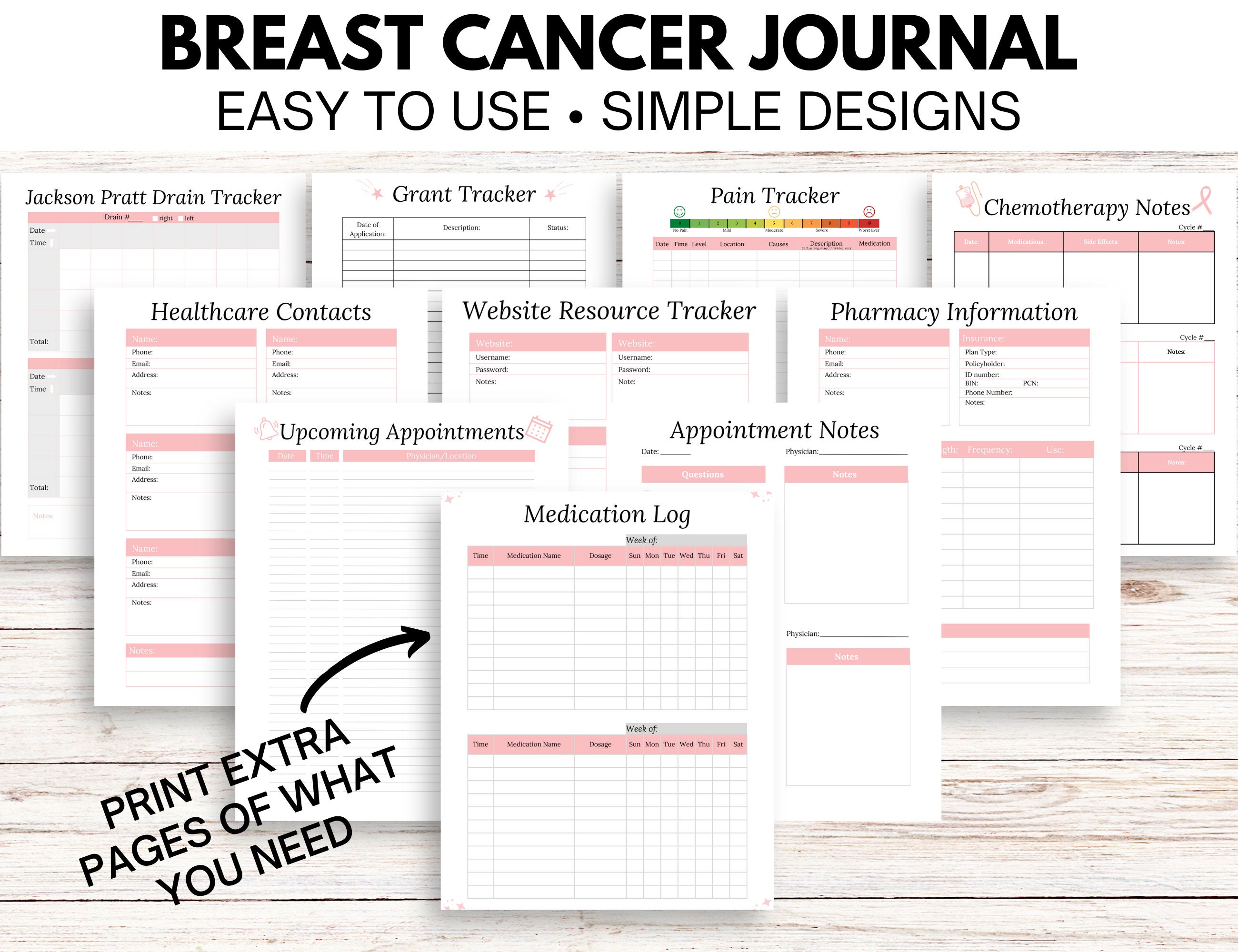 Breast Cancer Journal Printable Journal Breast Cancer Gift Reflection ...