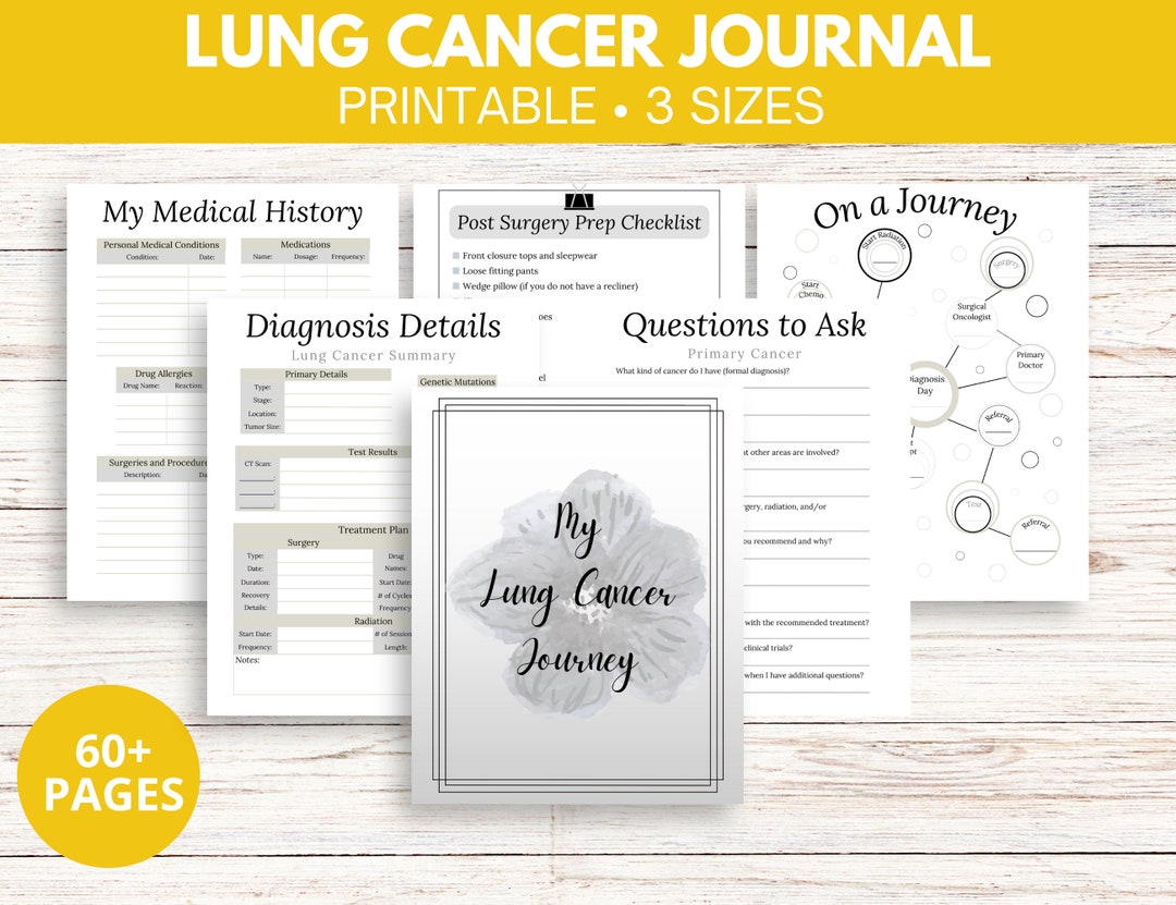 Lung Cancer Journal Printable Journal Lung Cancer Gift Etsy