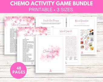 Breast Cancer Activity Game Bundle: Chemotherapy Gift (Printable PDF)