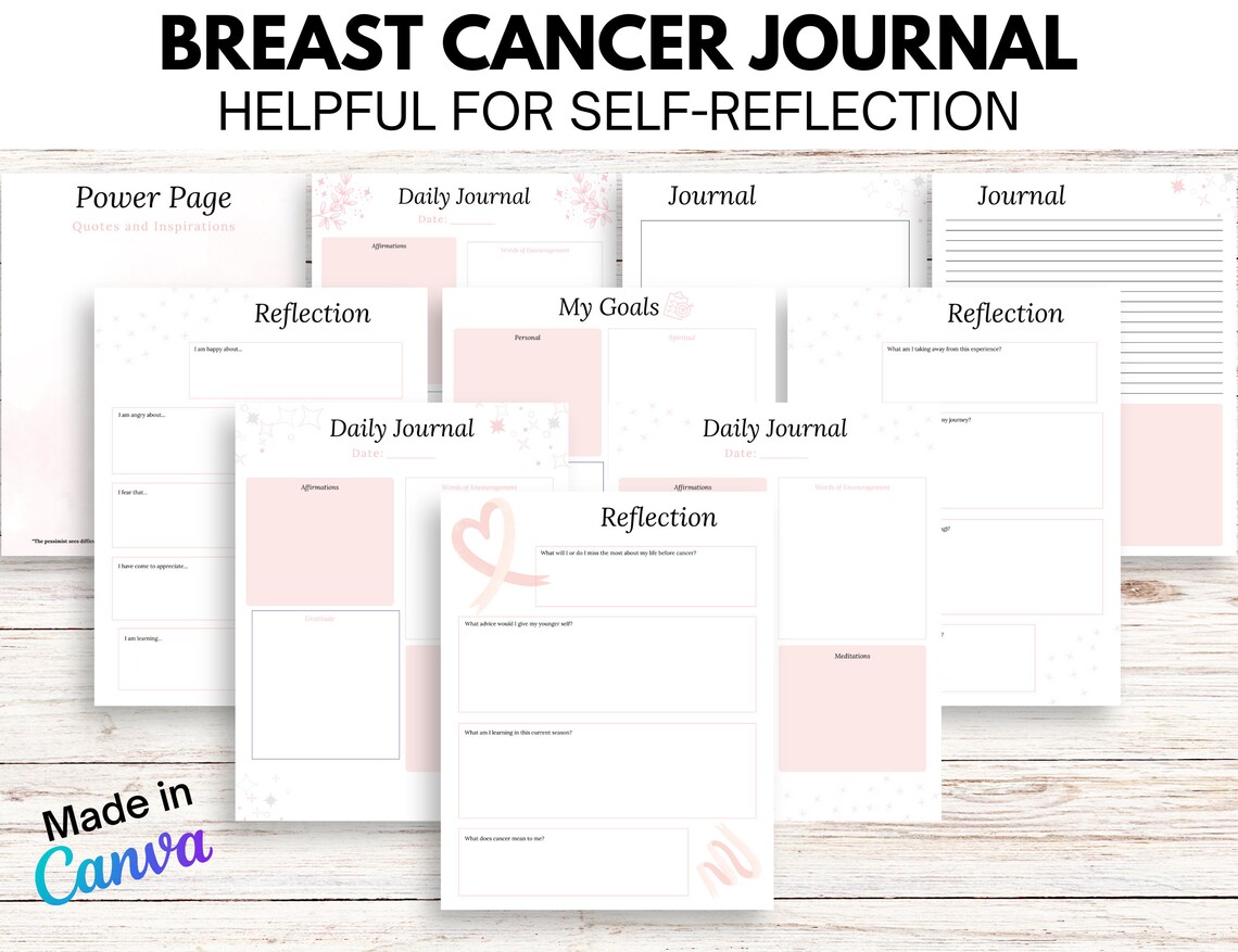 Breast Cancer Journal Printable Journal Breast Cancer Gift Etsy
