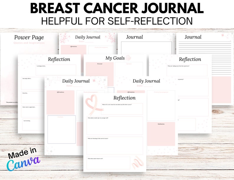 Breast Cancer Journal Printable Journal Breast Cancer Gift Etsy