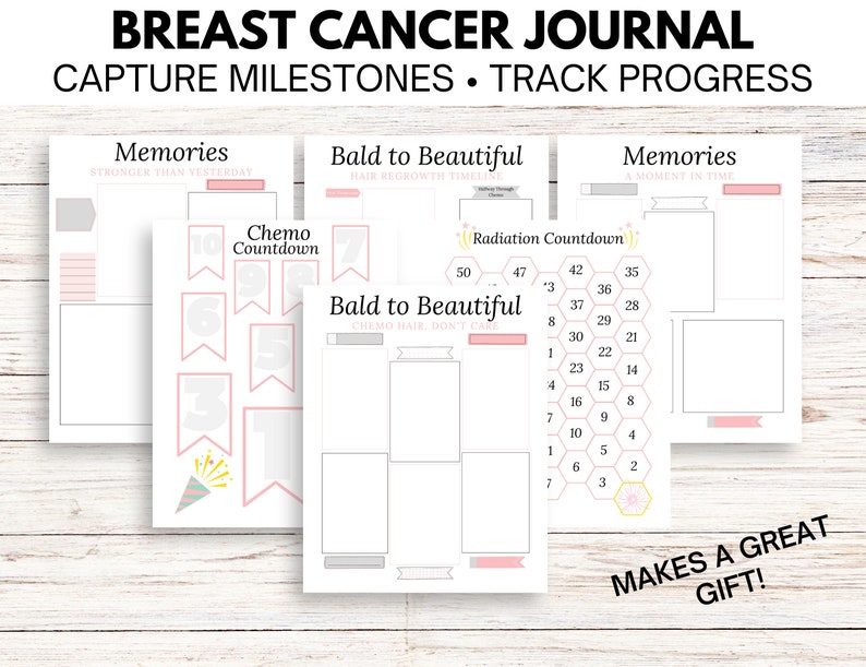 Breast Cancer Journal Printable Journal Breast Cancer Gift Etsy