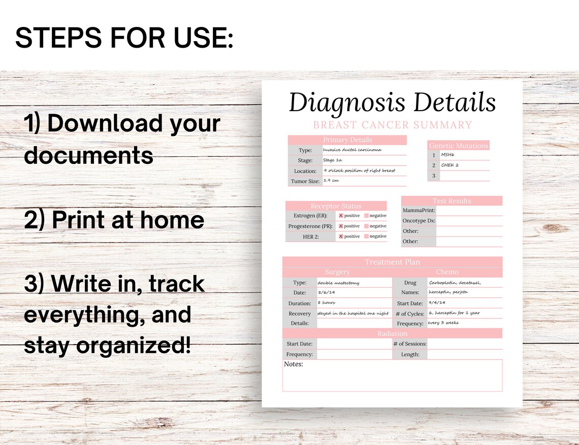 Breast Cancer Journal Printable Journal Breast Cancer Gift Etsy