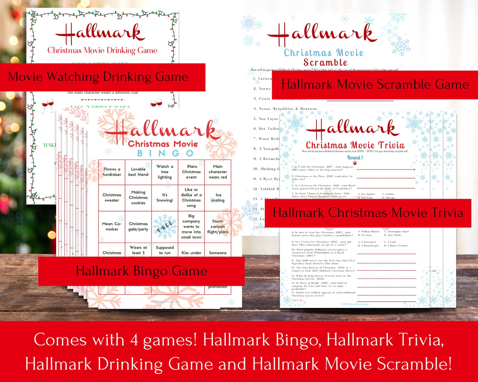 Hallmark Countdown to Christmas Movie Watching Games Bundle Etsy