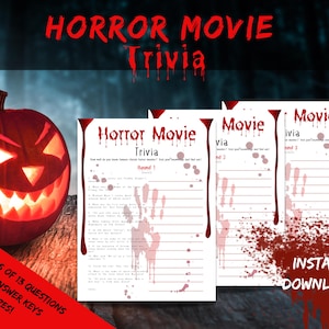 Classic Horror Movie Trivia Game, Halloween Trivia and Party Games, Scary Movies Trivia, Classic Horror Films, Work Party Spooky Quiz