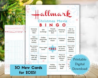 Hallmark kerstfilm bingo kijken, perfect voor vrienden en familie of een gezellig meidenavondje film kijken, direct downloaden