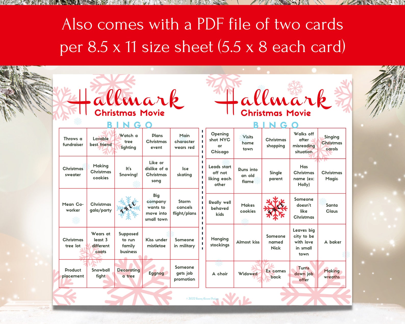 Hallmark Countdown to Christmas Movie Bingo Holiday Game Etsy