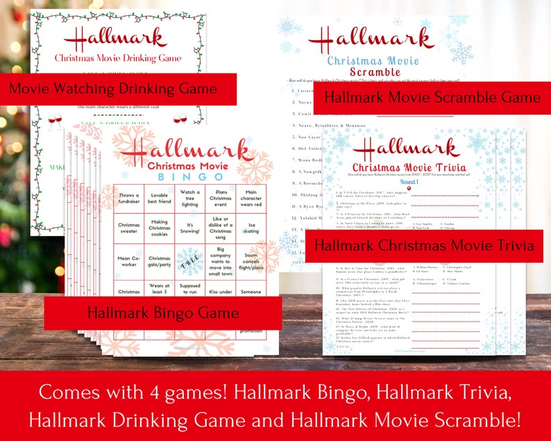 Hallmark Countdown to Christmas Movie Watching Games Bundle Etsy