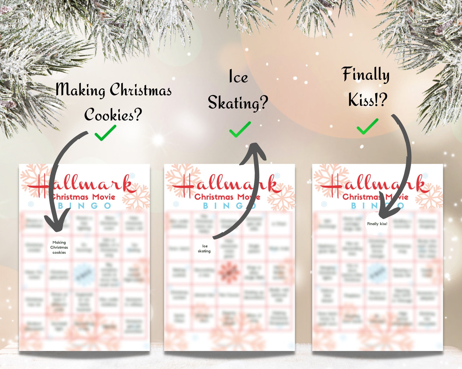 Hallmark Countdown to Christmas Movie Bingo Holiday Game Etsy